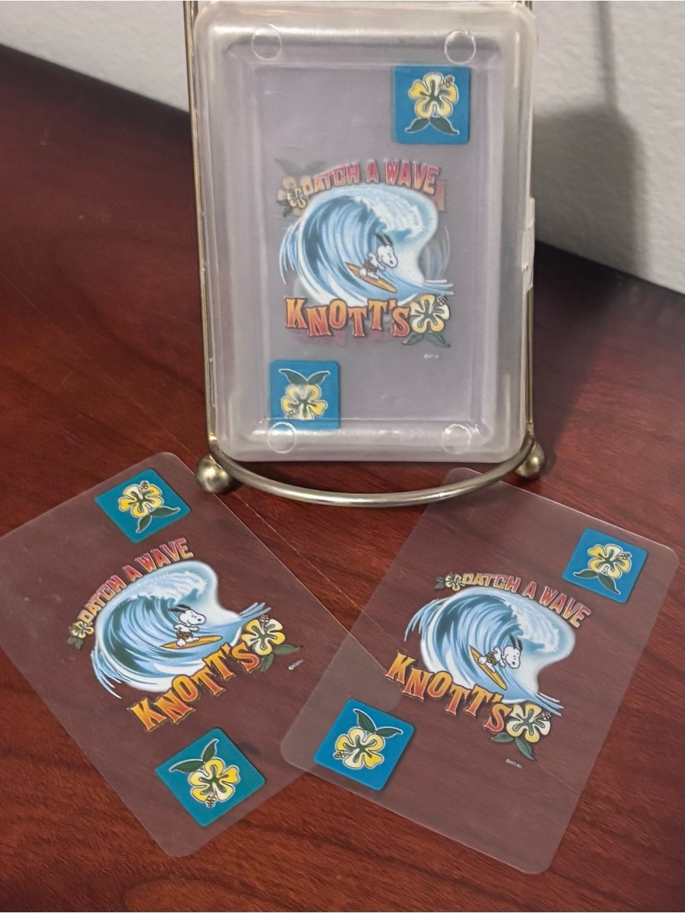 Knott's Berry Farm Surfing Snoopy “Catch A Wave” in waterproof case.